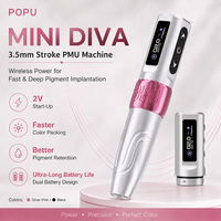 POPU Mini Diva 3.5mm Stroke Draadloze PMU Machine met Extra Batterij 2V Start-Up Permanente Make-up Pen voor Wenkbrauw Lip Tattoo