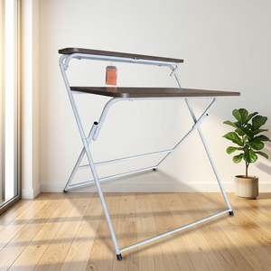 Foldable Wood <b>Computer</b> <b>Desk</b> with Metal Frame Small Writing <b>Desk</b> for Home Office Workspace Space Saving Easy Storage Lumetal - Product Image 3