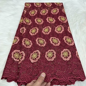 Vestidos de novia de tela de encaje de gasa Suiza Precio de promoción Bordado de algodón teñido con lentejuelas en la India - Product Image 6