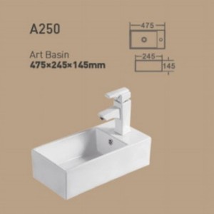Lavabo Redondo de Cerámica A245, 420x420x170mm, Lavabo de Encimera con un Solo Orificio - Product Image 4