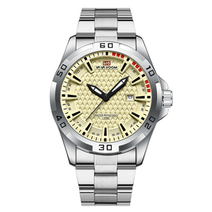 Reloj de Cuarzo para Hombre, Caja de Acero Inoxidable, Correa de Cuero, Clásico, de Negocios, Resistente al Agua - Product Image 1