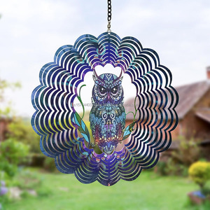 Molinetes de Viento Metálicos con Diseño de Búho, Campanas de Viento para Decoración de Halloween y Navidad, Regalos, Escultura de Viento Colgante para Hombres, Papá, Abuelo - Product Image 3