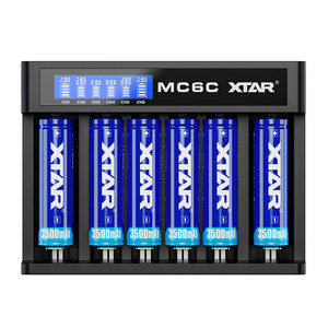 <span class=keywords><strong>Cargador</strong></span> de Baterías de Iones de Litio XTAR Personalizado de 6 Ranuras con Puertos Tipo C y CC, MC6C 3.7v, <span class=keywords><strong>para</strong></span> Baterías de Iones de Litio 18650, 21700, 32650 de 3.7v - Product Image 1