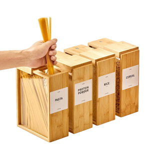 Contenedor de almacenamiento de alimentos de bambú moderno para encimera de cocina y organización de despensa - Product Image 1