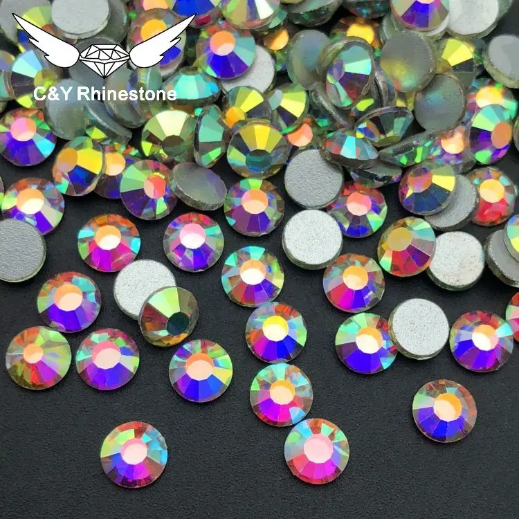 CY-diamantes de imitación para uñas, piedra plana de cristal, Multicolor, sin arreglo en caliente, AB, al por mayor