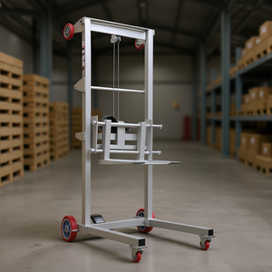 Apilador Manual con Volante, Altura de Elevación de 70 Pulgadas, Capacidad de 551 Libras, Horquillas Ajustables, Uso en Interiores, Ruedas de Goma - Product Image 2