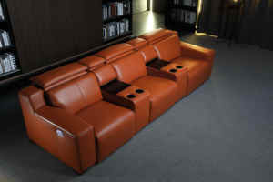 مقاعد أريكة سينما فاخرة مخصصة متعددة الوظائف ، مقاعد مسرح منزلي مستلق بقوة للفنادق مع مسند رأس كهربائي وترفيه - Product Image 3