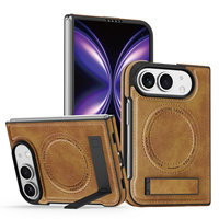Étui de téléphone pour iPhone Duo avec support magnétique, charge sans fil, finition givrée, aspect luxueux en simili cuir