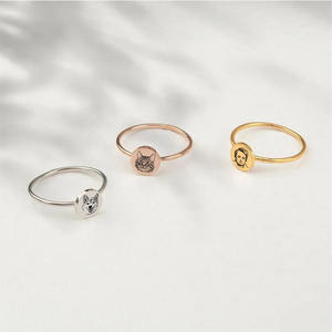 Estampas de pata de animal de estimação personalizado, anel retrato para fotos, anel personalizado, esculpido, anéis circular, presente para amantes de animais de estimação, joias para mulheres - Product Image 3