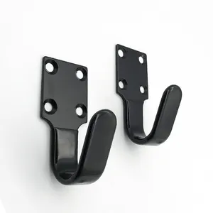 Factory Price Custom Made Precision Metal Hardware Heavy Duty Black Coated Steel Flat Wall Hook