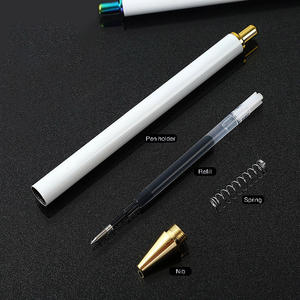 2024 pluma de tinta de <span class=keywords><strong>Gel</strong></span> de aceite de bala de sublimación blanca <span class=keywords><strong>en</strong></span> blanco de lujo DIY pluma de <span class=keywords><strong>Gel</strong></span> retráctil de acero inoxidable de Metal plateado con logotipo personalizado - Product Image 2