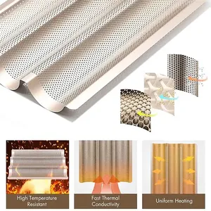Pháp bánh mì khuôn cho nướng bánh mì sóng nướng khay thực tế bánh khuôn Baguette Pan 2/3/4 rãnh sóng bánh mì nướng công cụ - Product Image 3
