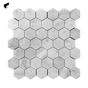 Tostone 2-Inch Polished <strong>White</strong> Carrara Marble Hexagon <strong>Mosaic</strong> <strong>Tile</strong> for Modern Interior Spaces for Living Room and Bedroom - Product Image 6