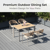 Ensemble de mobilier de salle à manger extérieur moderne pour hôtel commercial, table carrée en alliage d'aluminium durable, résistante aux UV, 4 places, imperméable