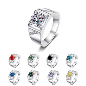 Anello spirituale in argento <span class=keywords><strong>Sterling</strong></span> S925 con diamante da uomo intarsiato con 2.0ct VVS moissanite fashion light luxury feding ring - Product Image 1