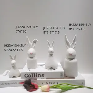 Modern Statue Desk Ornament Easter Animal Miniatures Rabbit Ceramic Easter Rabbit Figurine