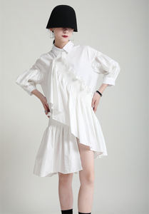 Top vente été mode nouvelle <span class=keywords><strong>coupe</strong></span> irrégulière à volants lanterne manches chemise ample robe <span class=keywords><strong>2022</strong></span> - Product Image 2
