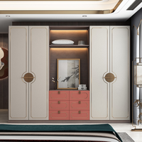 Armoire avec porte vitrée et meuble-lavabo, luxe doré, bois d'acajou naturel, bois d'ingénierie pour appartement
