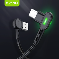 Câble de charge rapide double coude à 90 degrés BAVIN, prix de gros, personnalisé, micro USB type C, téléphone portable, 2,4 A, câble de données CB258
