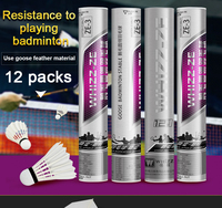 Volants de badminton professionnels personnalisés en gros, durables, en plumes d'oie droites et longues