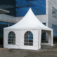 Tente Pagode 5x5m avec Bâche PVC Transparente, Conception Modulaire, Toit Pointu pour Activités Extérieures et Expositions