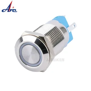 Custom waterproof latching power logo illuminated metal push button switch 12mm flashlight push button led switch