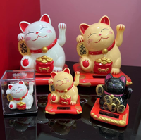 Statue de chat porte-bonheur solaire à bras agitant pour décoration de réception, de voiture et d'ouvertures d'entreprise