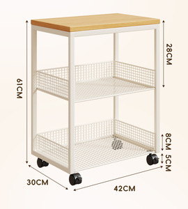 Minimalist 3-Tier Stainless Steel <b>Storage</b> <b>Cart</b> with Wheels for Kitchen and Bathroom Organization Multifunction Food Container - Product Image 2