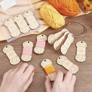 Calibre à aiguilles à tricoter personnalisé, bobine en bois ou bobine, <span class=keywords><strong>service</strong></span> de découpe laser, artisanat en bois, règle à tricoter, carte d'enroulement de fil - Product Image 2