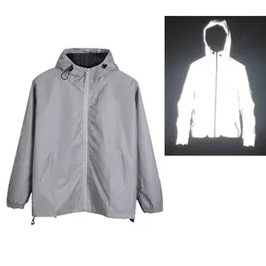 China fabrik direkt verkauf hallo vis silber grau hohe licht reflektierende weichen shell reflex kleidung bekleidungs reflektierende bomber jacke