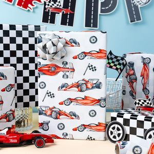 Race Car Wrapping Paper Roll 17 In X 16.4 Ft Reversible Gift Wrap For Birthday Party Decorations - Product Image 2