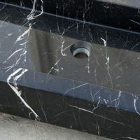 Vasque rectangulaire intégrée en marbre Nero Marquina élégant avec veines blanches pour projet de comptoir de salle de bain - Vente en gros