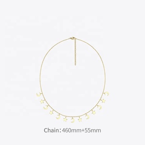 Collana Girocollo con Stella e Luna in Acciaio Inossidabile Placcato Oro 18K PVD per Donna, Accessori Regalo PM193014 - Product Image 3