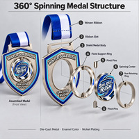 Médaille de marathon personnalisée ajourée en alliage de zinc, impression UV 3D, médailles de course sportive rotatives avec ruban