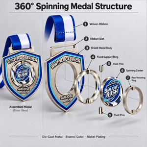 Medalla de Maratón Personalizada con Diseño Hueco, Impresión UV 3D, Aleación de Zinc, Medallas Deportivas Giratorias con Cinta - Product Image 2