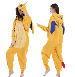 <span class=keywords><strong>Pigiama</strong></span> Intero da Donna di Alta Qualità a Forma di Dinosauro Giallo Invernale Carino Animale Tinta Unita in Maglia Flanella Maniche Lunghe Vita Alta Morbido - Product Image 5