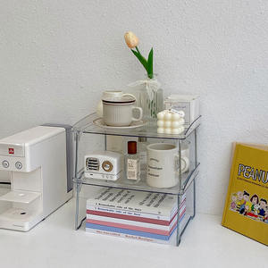 Cutelife Nordic Rectangle Foldable Transparent Storage Holders Racks Home Decorative Organizer Shelf Kitchen Makeup Organizer