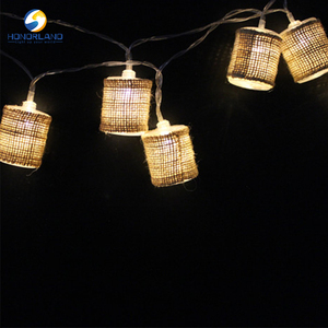 <strong>Indoor</strong> LED Jute <strong>Lantern</strong> Lighting Chain Hanging Battery String <strong>Light</strong> - Product Image 1