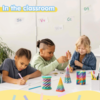 Lot de 4 jouets anti-stress en plastique imprimés en 3D, forme de pyramide impossible, couleurs pastel, gadgets de bureau pour adolescents, adultes, unisexe