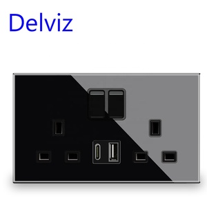 Delviz British Standard Electrical Plugs Double Outlet, 18W Type-C Ports Quick Charge,Crystal Glass <strong>UK</strong> 13A Wall Power USB <strong>Socket</strong> - Product Image 4