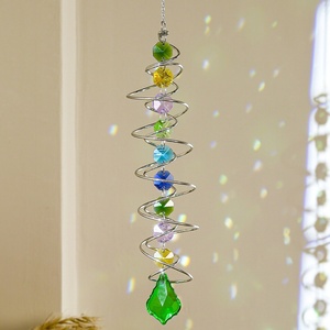 Esfera de Cristal 3D con Luz, Campana de <span class=keywords><strong>Viento</strong></span> en Espiral, Estabilizador, Gota de Agua, Atrapasol Arcoíris, Adornos Colgantes de Cristal para Jardín - Product Image 6
