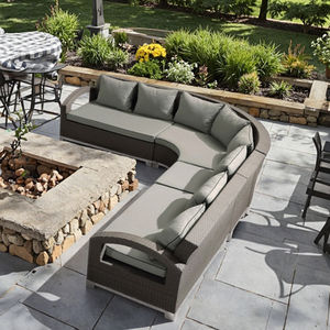 طقم أثاث للحديقة مكون من 10 مقاعد كبيرة جدًا على شكل حرف L أريكة حديثة من الخوص المقاوم للماء من البولي - Product Image 2