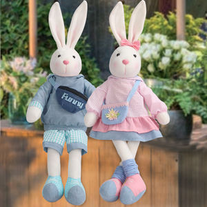 Zaves ev rahat dekorasyon tavşan oyuncak kumaş erkek ve kız çifti sokak spor stil sevimli uzun kulaklı tavşan peluş bebek - Product Image 6