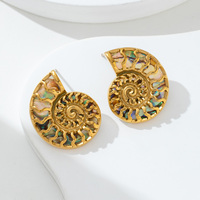 Moule à bijoux tendance en acier inoxydable plaqué or 18 carats, design coquillage abalone et conque, pour boucles d'oreilles, idéal pour l'initiation en gros, le style rétro, les cadeaux entre amis et les occasions de remise de diplôme