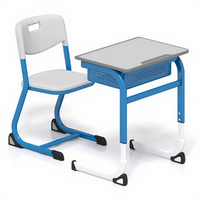 Ensemble de chaise et de bureau individuels ergonomiques et modernes pour l'école, avec structure métallique, pour une utilisation en classe primaire