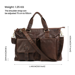 Joyir Genuine Leather Briefcase 17 Inch Men's Business <b>Laptop</b> Bag Multi-functional Shoulder Crossbody Bag - Product Image 4