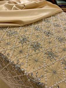 Embroidered Beaded <b>Fabric</b> with Rhinestones New Arrival Material for Dresses Handmade Lace for Evening Gowns Bridal Apparel - Product Image 3