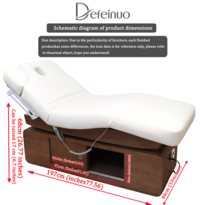 Lit de spa facial électrique réglable DEFEINUO, professionnel, de luxe, en acier inoxydable doré, 4 moteurs, <span class=keywords><strong>table</strong></span> de cire en cuir PU - Product Image 6