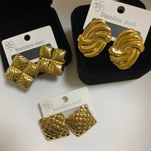 MW moda paslanmaz çelik takı küpe olmayan kararmaz önlemek için 18k altın kaplama paslanmaz çelik geometrik küpe kadınlar - Product Image 3