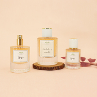 Flacon de parfum vide en verre givré de luxe, rond, transparent, épais, avec logo personnalisé, 30 ml, 50 ml, 100 ml, avec boîte